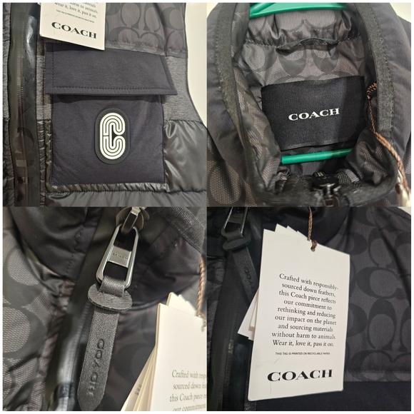NWT Coach Men's Puffer Down Vest Black Size XS - Picture 10 of 12